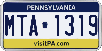 PA license plate MTA1319