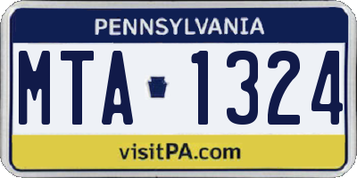 PA license plate MTA1324