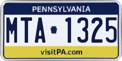 PA license plate MTA1325
