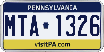 PA license plate MTA1326