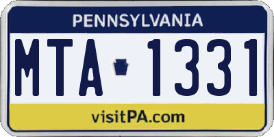 PA license plate MTA1331