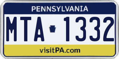 PA license plate MTA1332