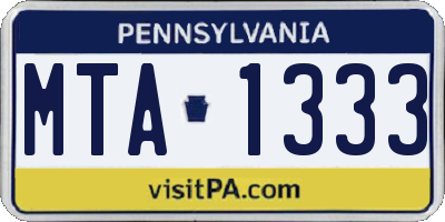 PA license plate MTA1333