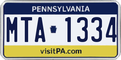 PA license plate MTA1334