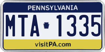 PA license plate MTA1335