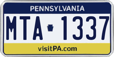 PA license plate MTA1337