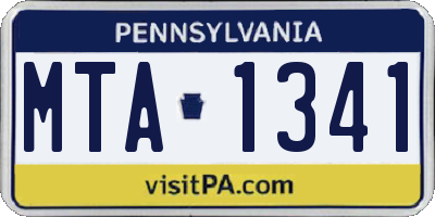PA license plate MTA1341