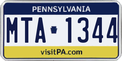PA license plate MTA1344