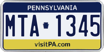 PA license plate MTA1345