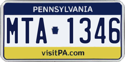 PA license plate MTA1346
