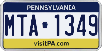 PA license plate MTA1349