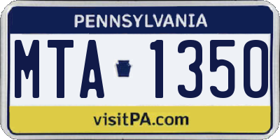 PA license plate MTA1350