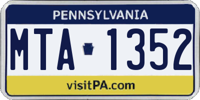 PA license plate MTA1352