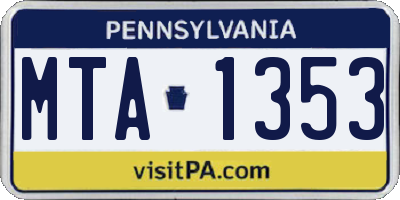 PA license plate MTA1353