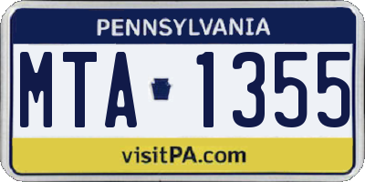 PA license plate MTA1355