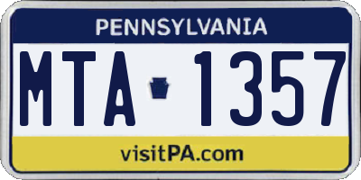 PA license plate MTA1357