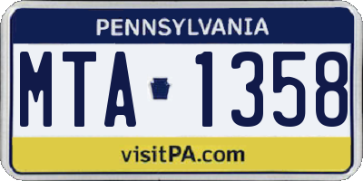 PA license plate MTA1358