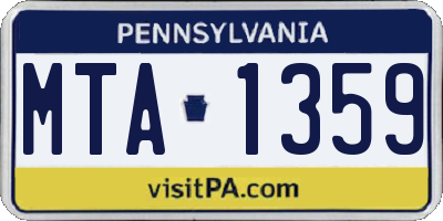 PA license plate MTA1359