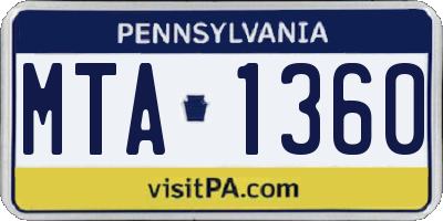 PA license plate MTA1360