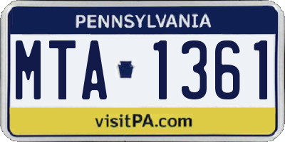 PA license plate MTA1361