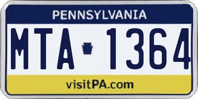PA license plate MTA1364