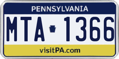 PA license plate MTA1366