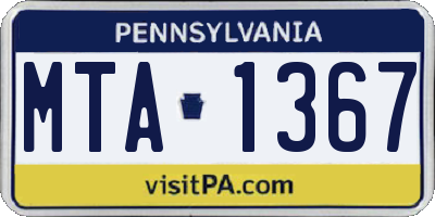 PA license plate MTA1367