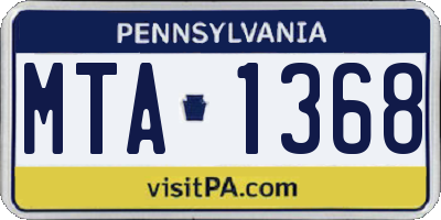 PA license plate MTA1368