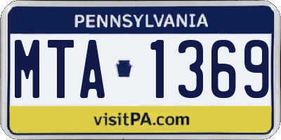 PA license plate MTA1369