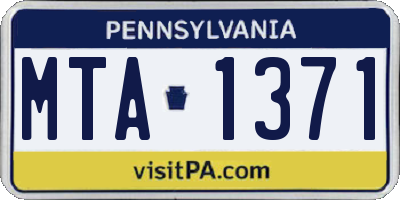 PA license plate MTA1371