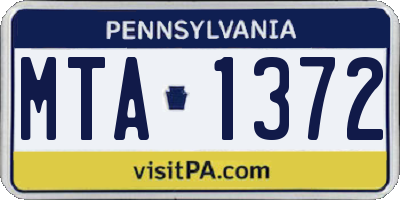 PA license plate MTA1372