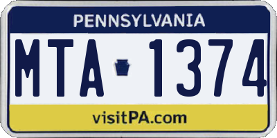PA license plate MTA1374