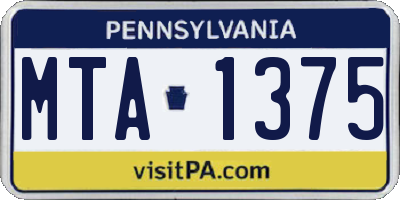 PA license plate MTA1375
