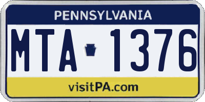 PA license plate MTA1376