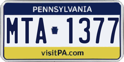 PA license plate MTA1377