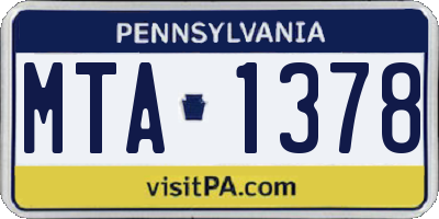 PA license plate MTA1378