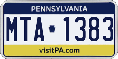 PA license plate MTA1383