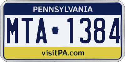 PA license plate MTA1384