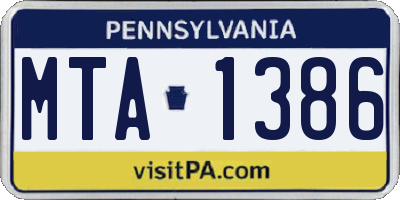 PA license plate MTA1386