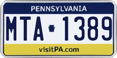 PA license plate MTA1389
