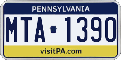 PA license plate MTA1390