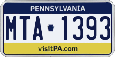 PA license plate MTA1393