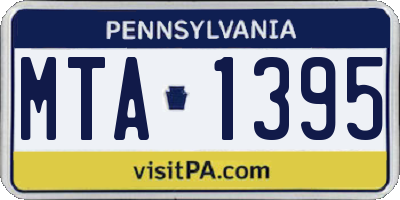 PA license plate MTA1395