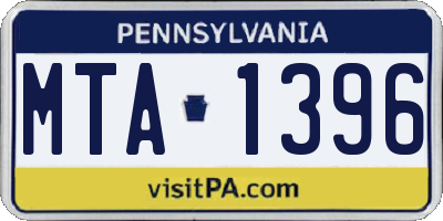 PA license plate MTA1396