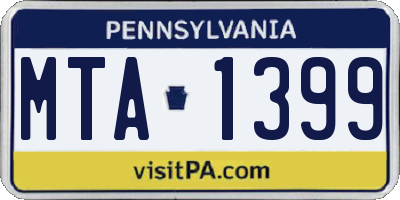 PA license plate MTA1399