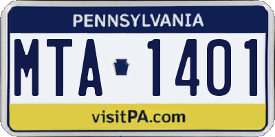 PA license plate MTA1401