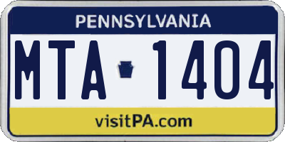 PA license plate MTA1404