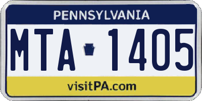 PA license plate MTA1405
