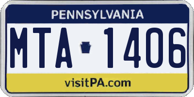 PA license plate MTA1406