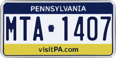 PA license plate MTA1407